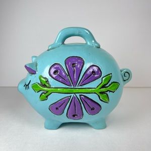 Vintage blue chalkware Piggy Bank